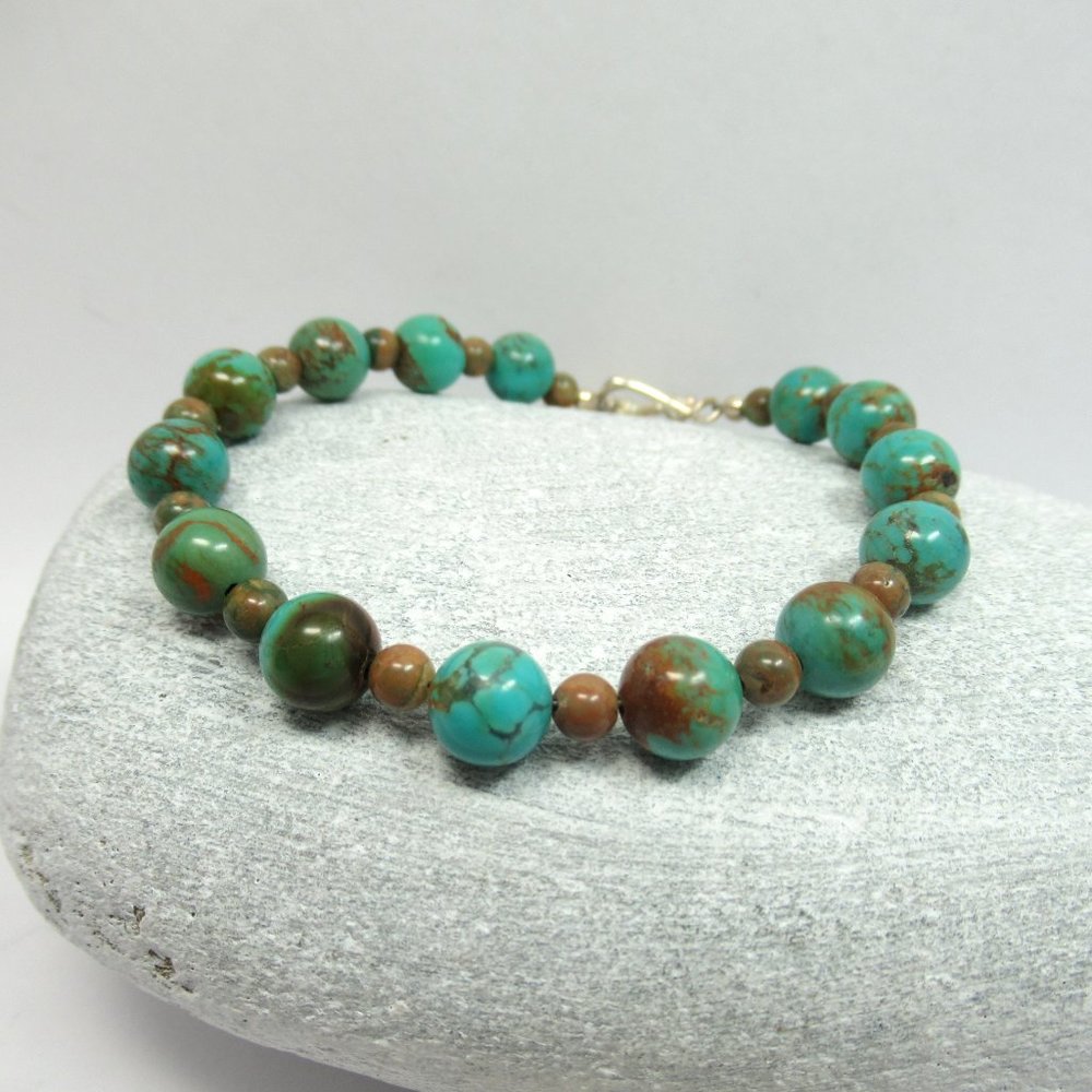 Turquoise and Rhyolite Bracelet - Picture 3 of 13